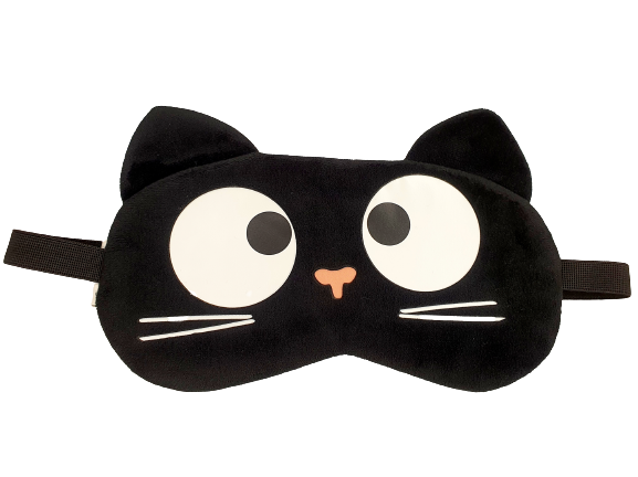 Máscara de Gatinho Preto - Máscara de Descanso com Bolsa em Gel