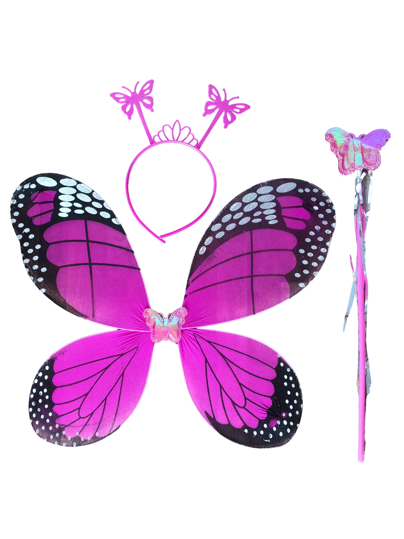 Kit Asa de Borboleta Monarca Rosa - Fantasia - Kriat
