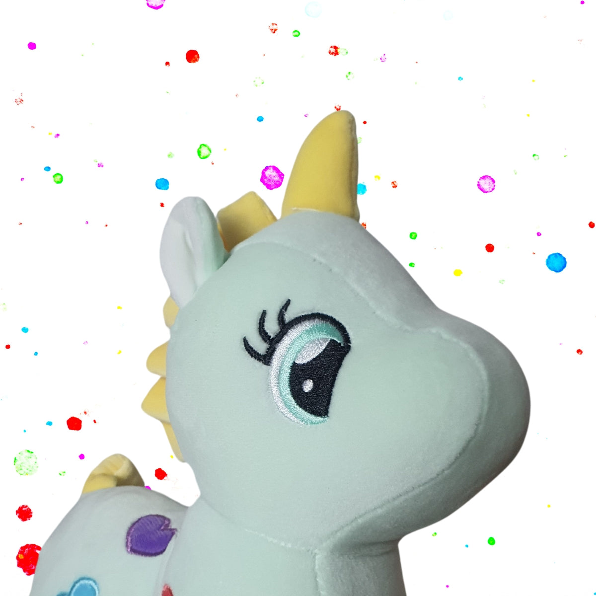 Unicórnio Verde de Pelúcia com LED - DM Toys