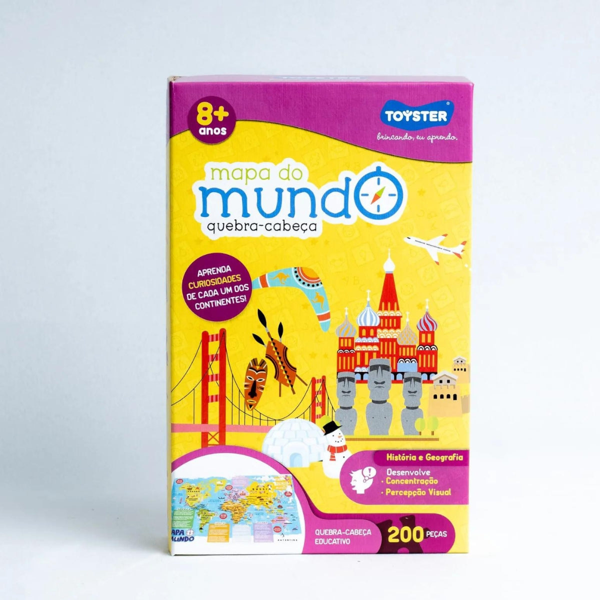 Mapa do Mundo Quebra-Cabeça Educativo - 200 Peças - Toyster