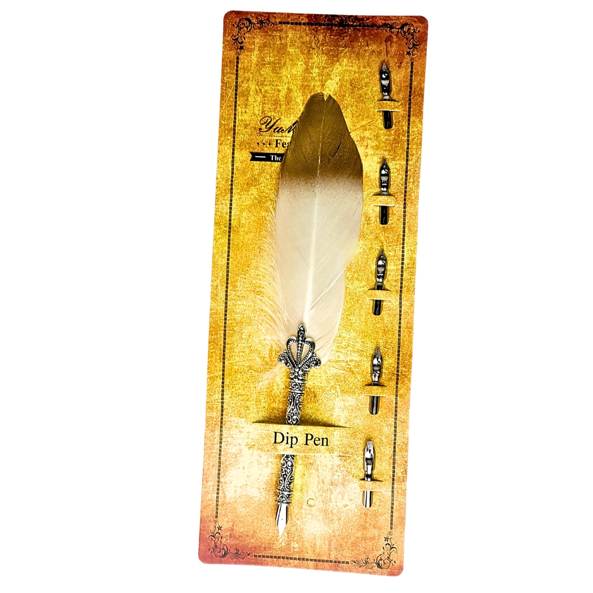 Caneta Tinteiro com Pena Branca com Dourado - Esonic