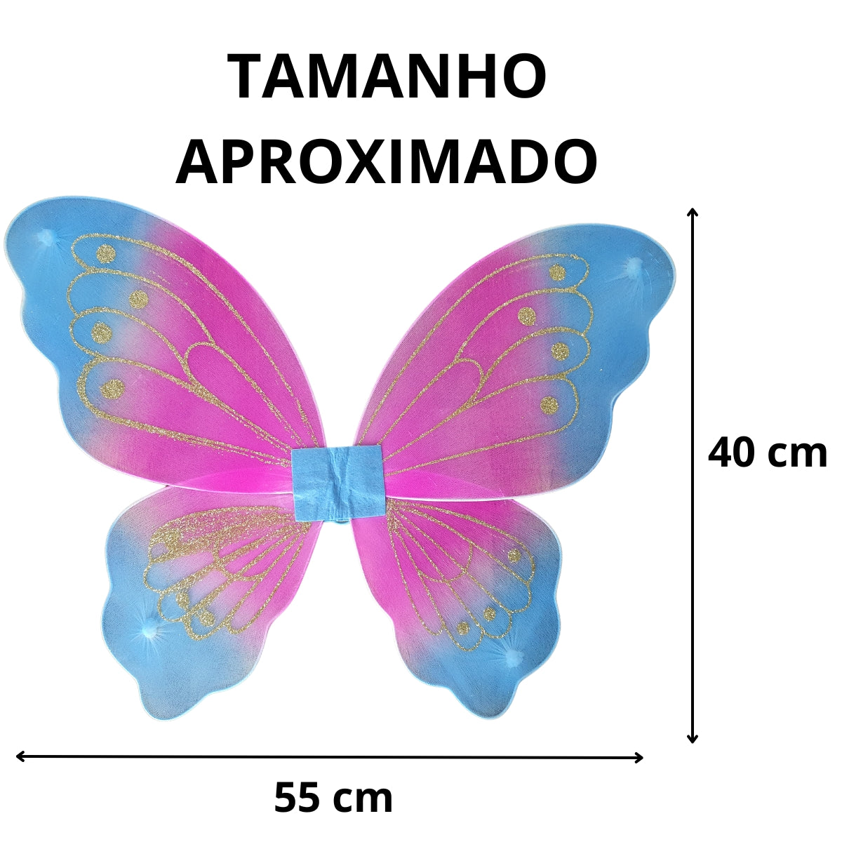 Asa de Borboleta Rosa com Azul Fantasia - Kriat