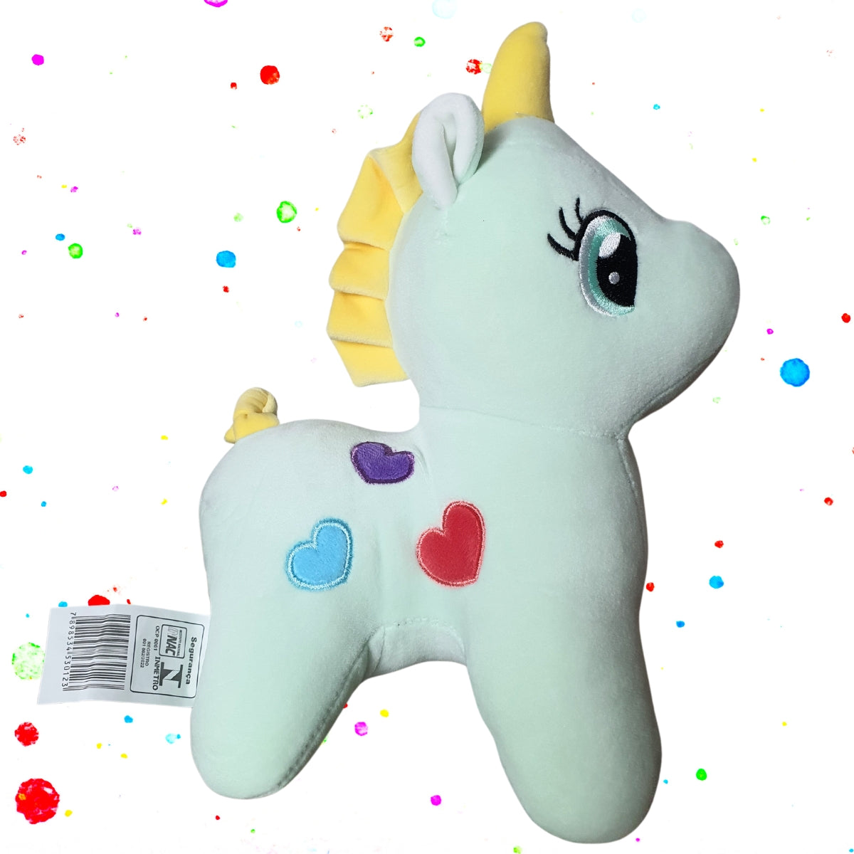 Unicórnio Verde de Pelúcia com LED - DM Toys