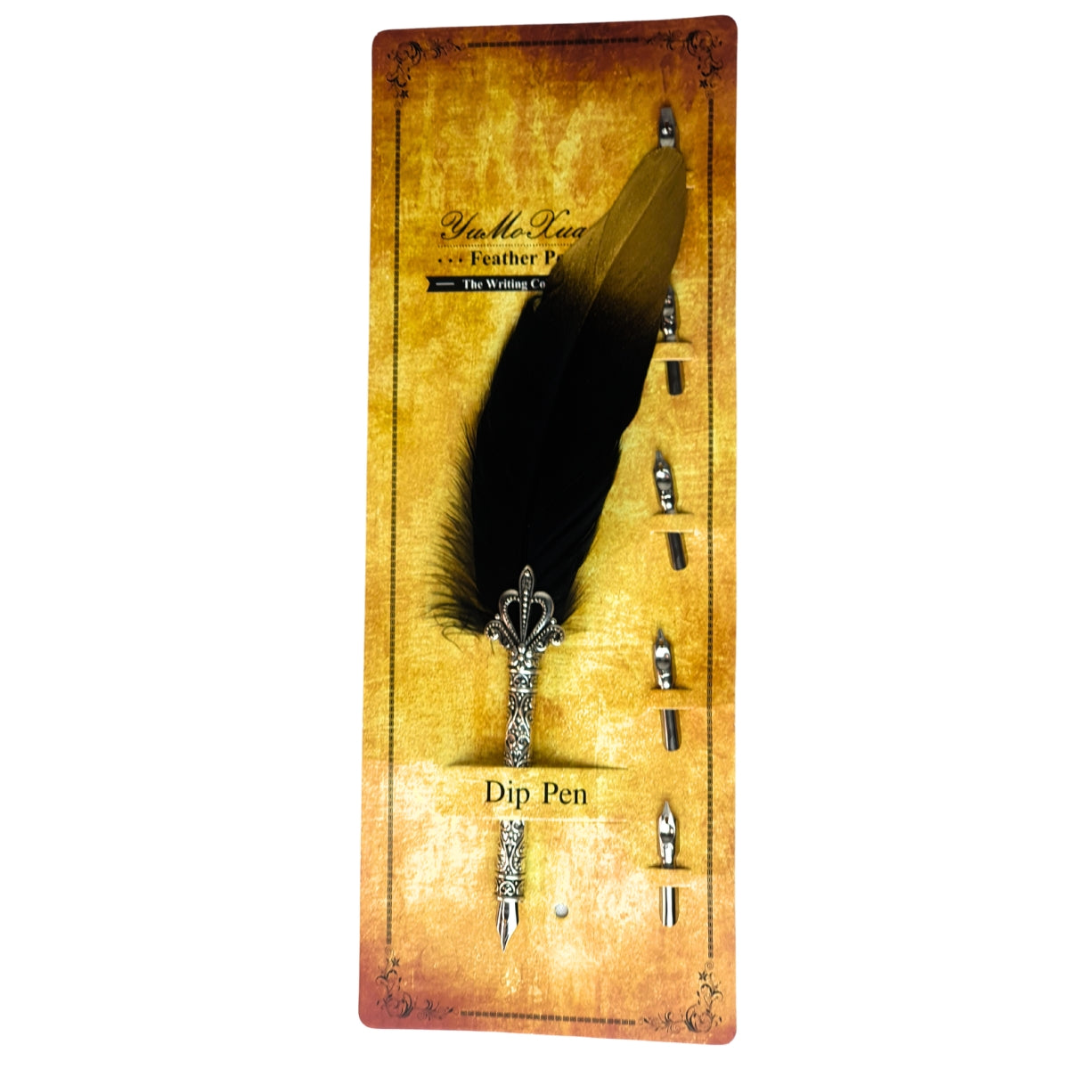 Caneta Tinteiro com Pena Preta com Dourado - Esonic